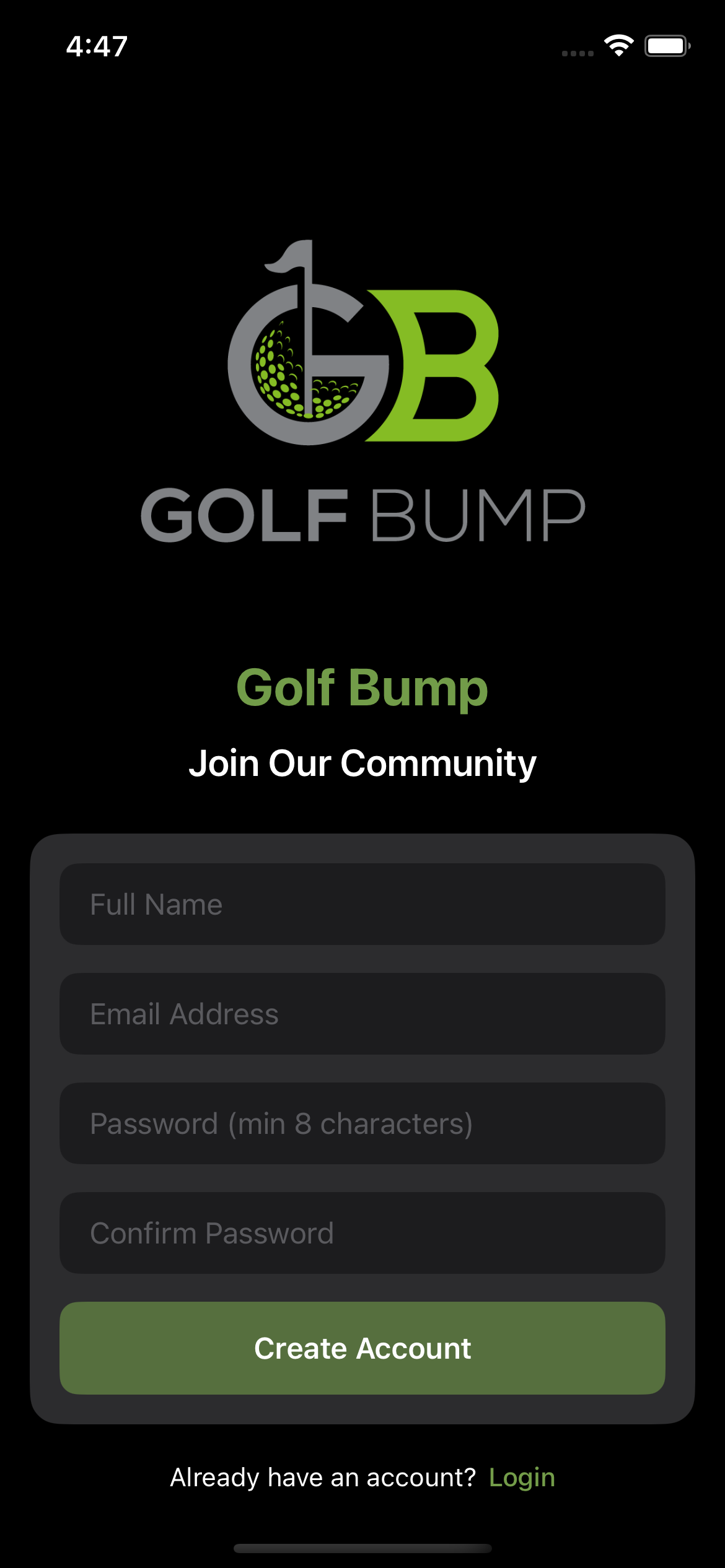 Create Account Screen