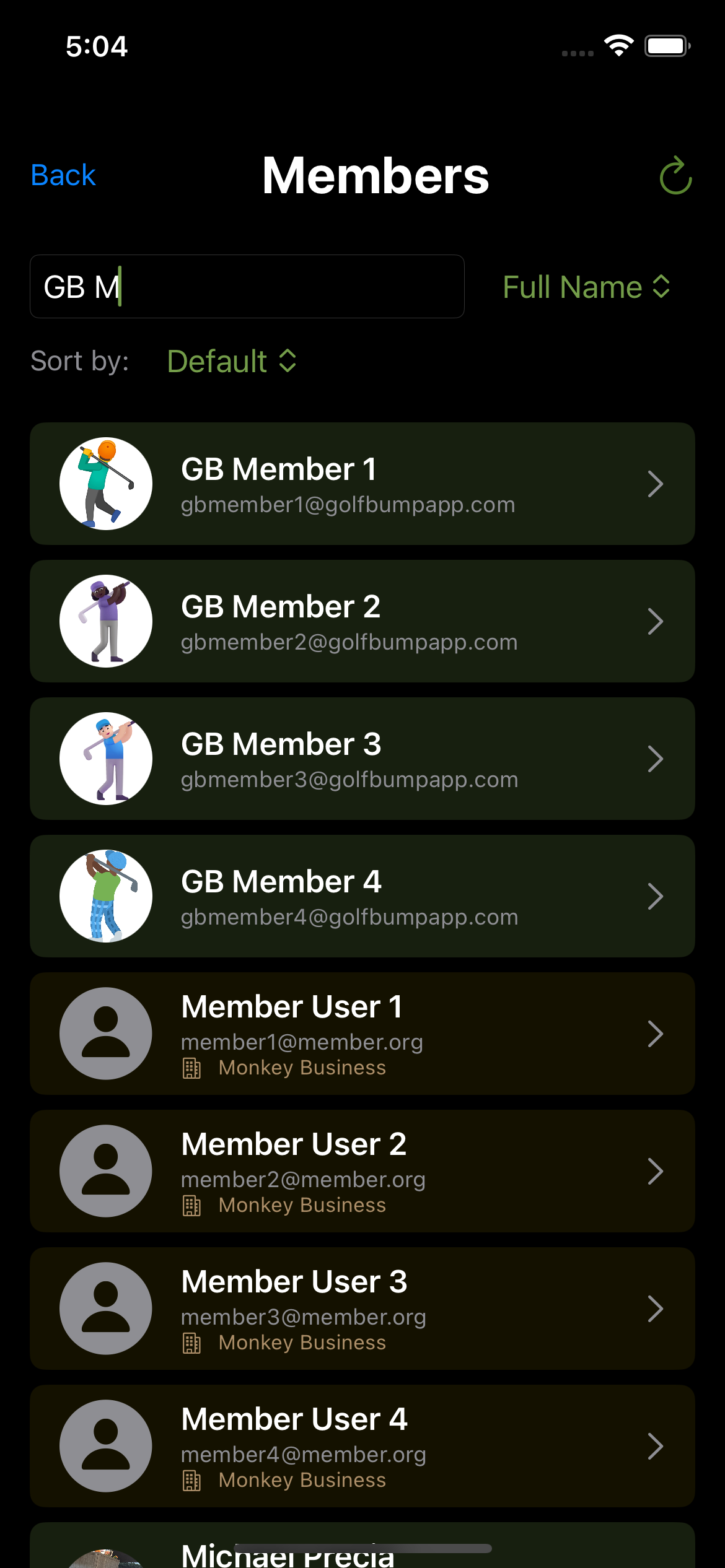 Member Search Screen
